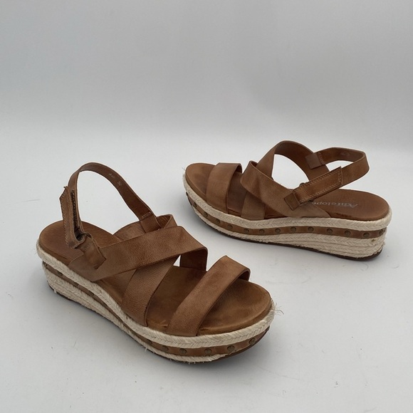 Antelope Brown Espadrille Sandals platform wedge 38 casual office vacation Y2K - Picture 2 of 11